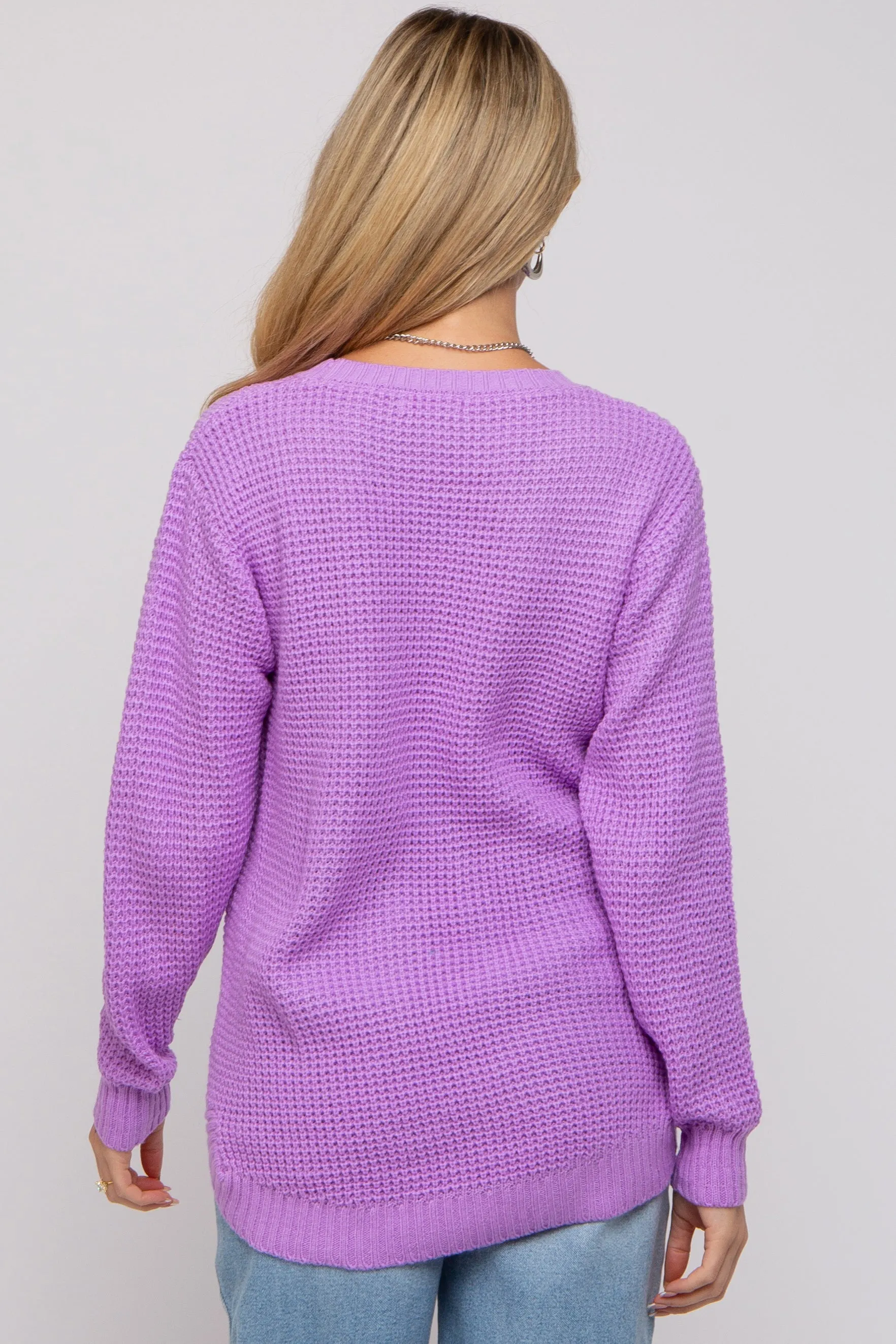 Lavender Waffle Knit Round Hem Maternity Sweater sold by Pinkblush product image thumbnail 3