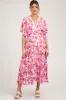 Fuchsia Multi-Color Floral Tiered Maternity Maxi Dress sold by Pinkblush