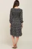 Black Floral Smocked 3/4 Sleeve Tiered Maternity Midi Dress sold by Pinkblush