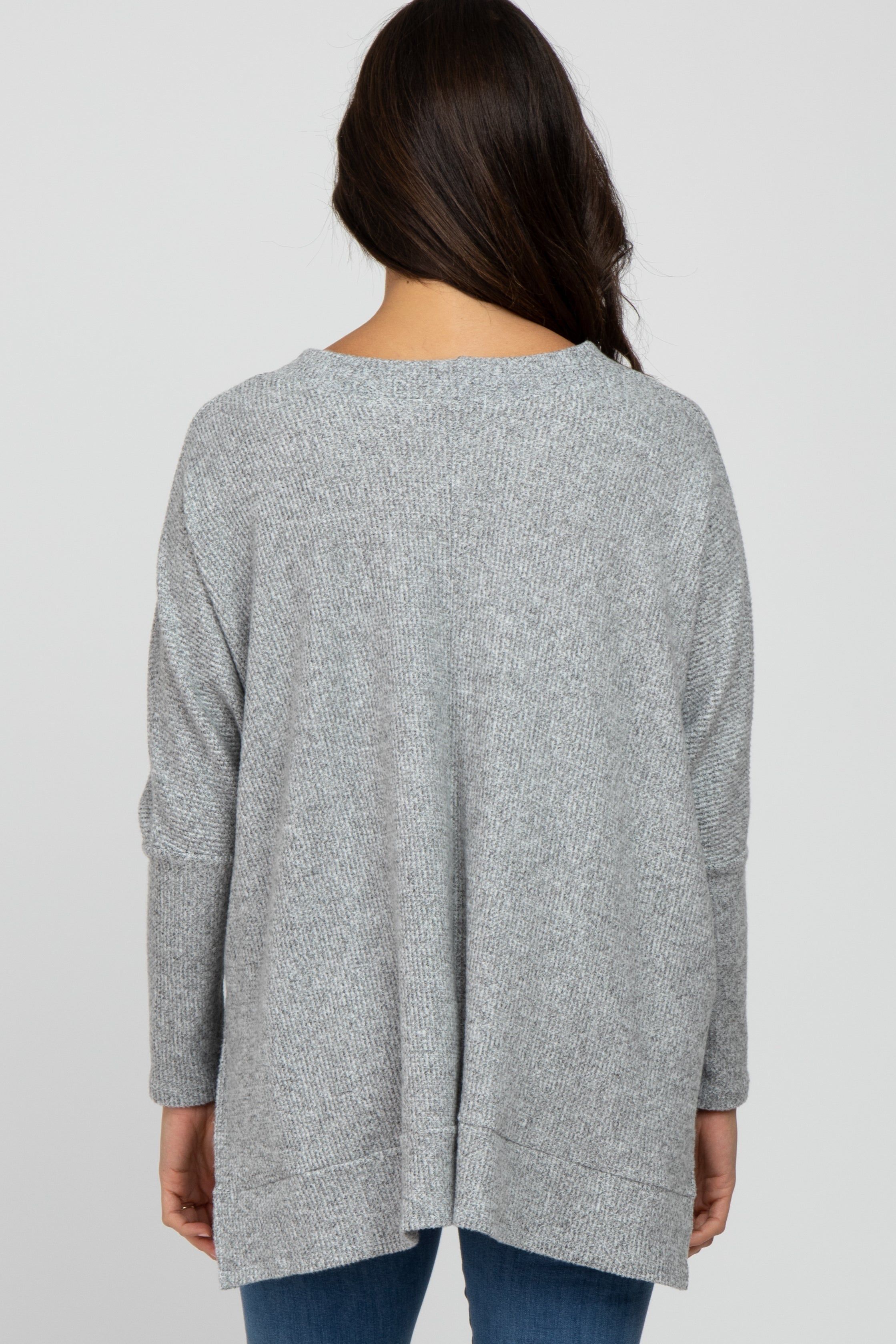 Heather Grey Soft Knit Long Sleeve Top sold by Pinkblush product image thumbnail 4