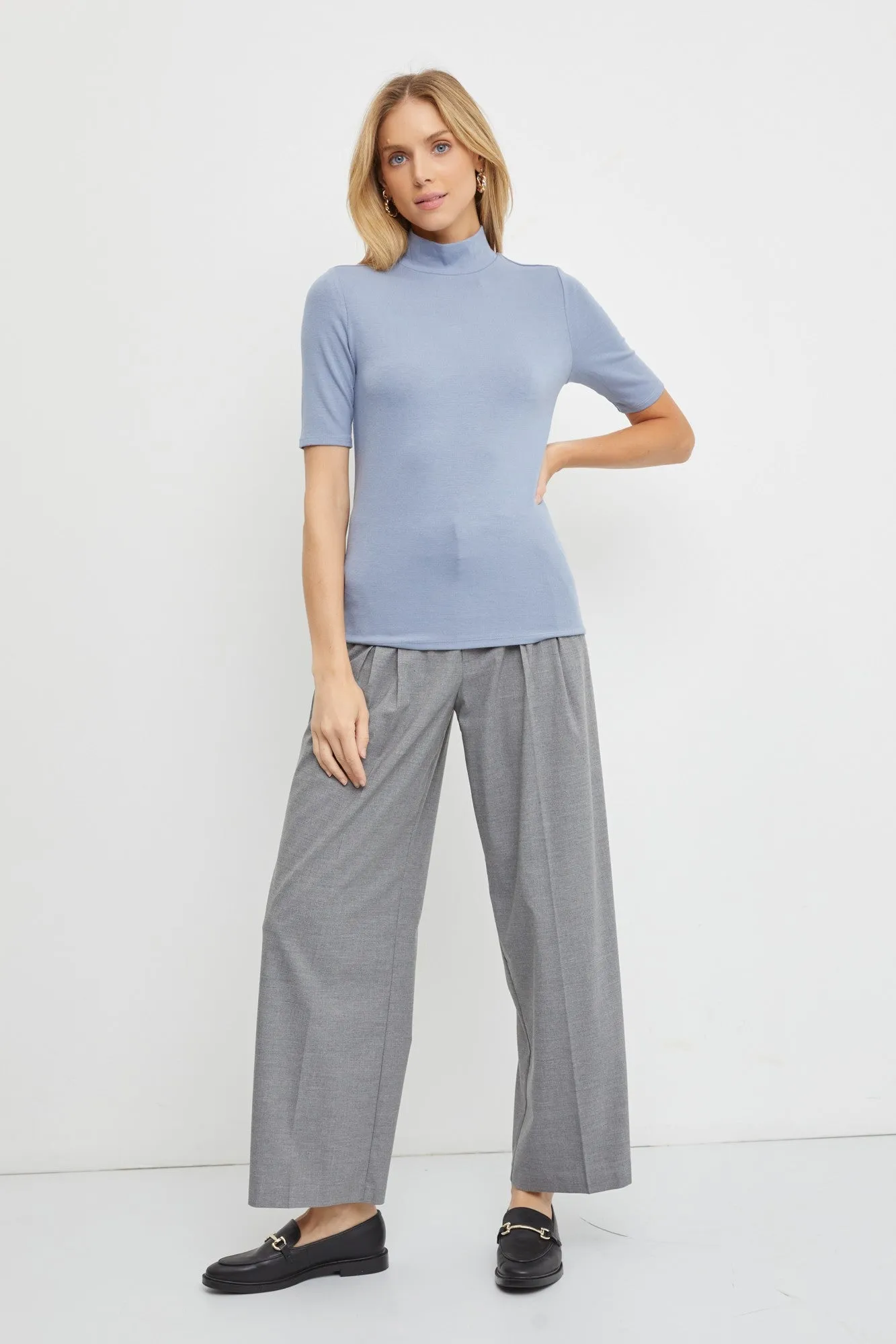 Light Blue Short Sleeve Turtleneck Maternity Top sold by Pinkblush product image thumbnail 4