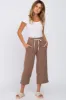 Taupe Ribbed Cropped Wide Leg Maternity Pants sold by Pinkblush