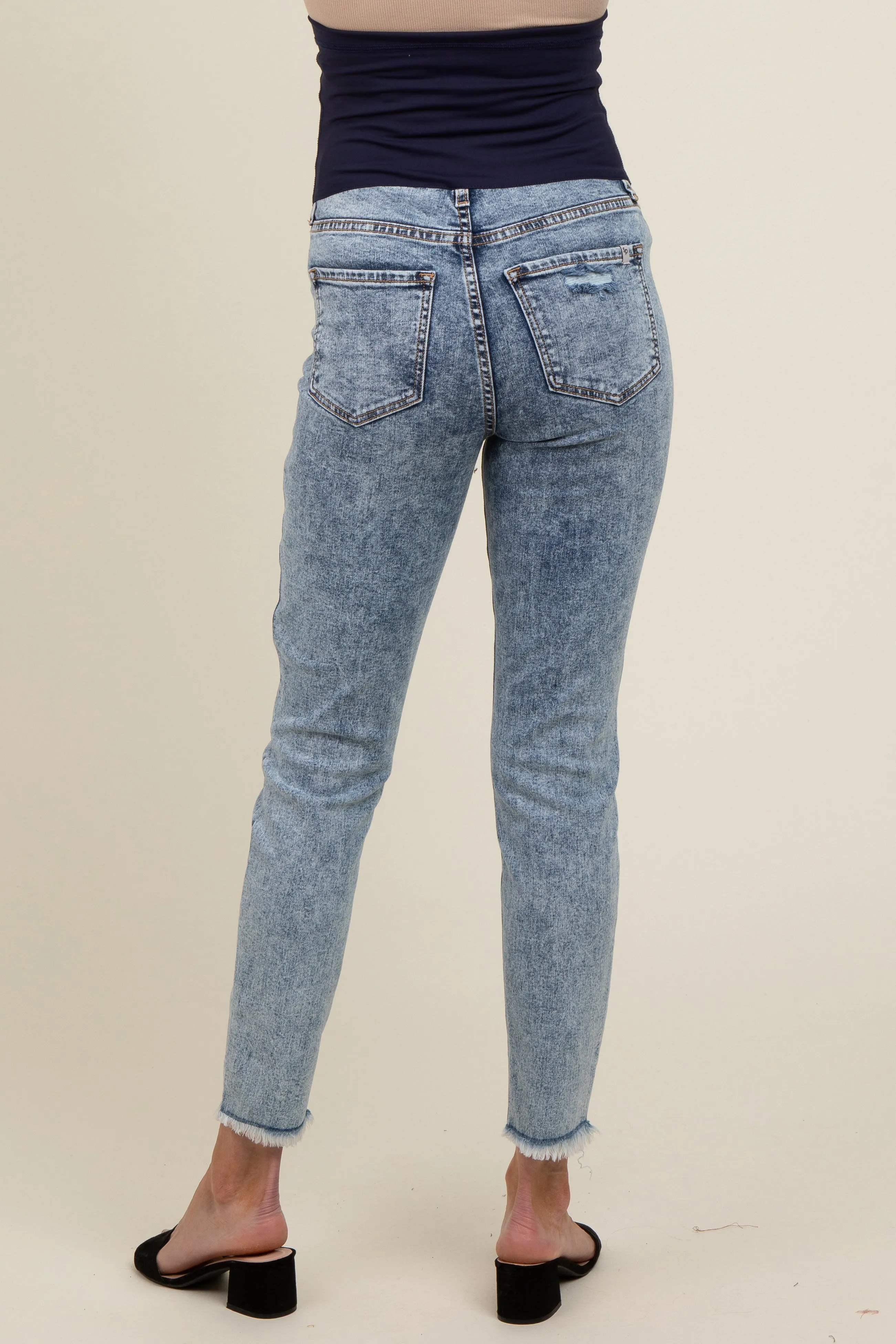 Blue Skinny Fringe Hem Maternity Jeans sold by Pinkblush product image thumbnail 5
