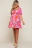 Fuchsia Floral Smocked Puff Sleeve Maternity Dress sold by Pinkblush