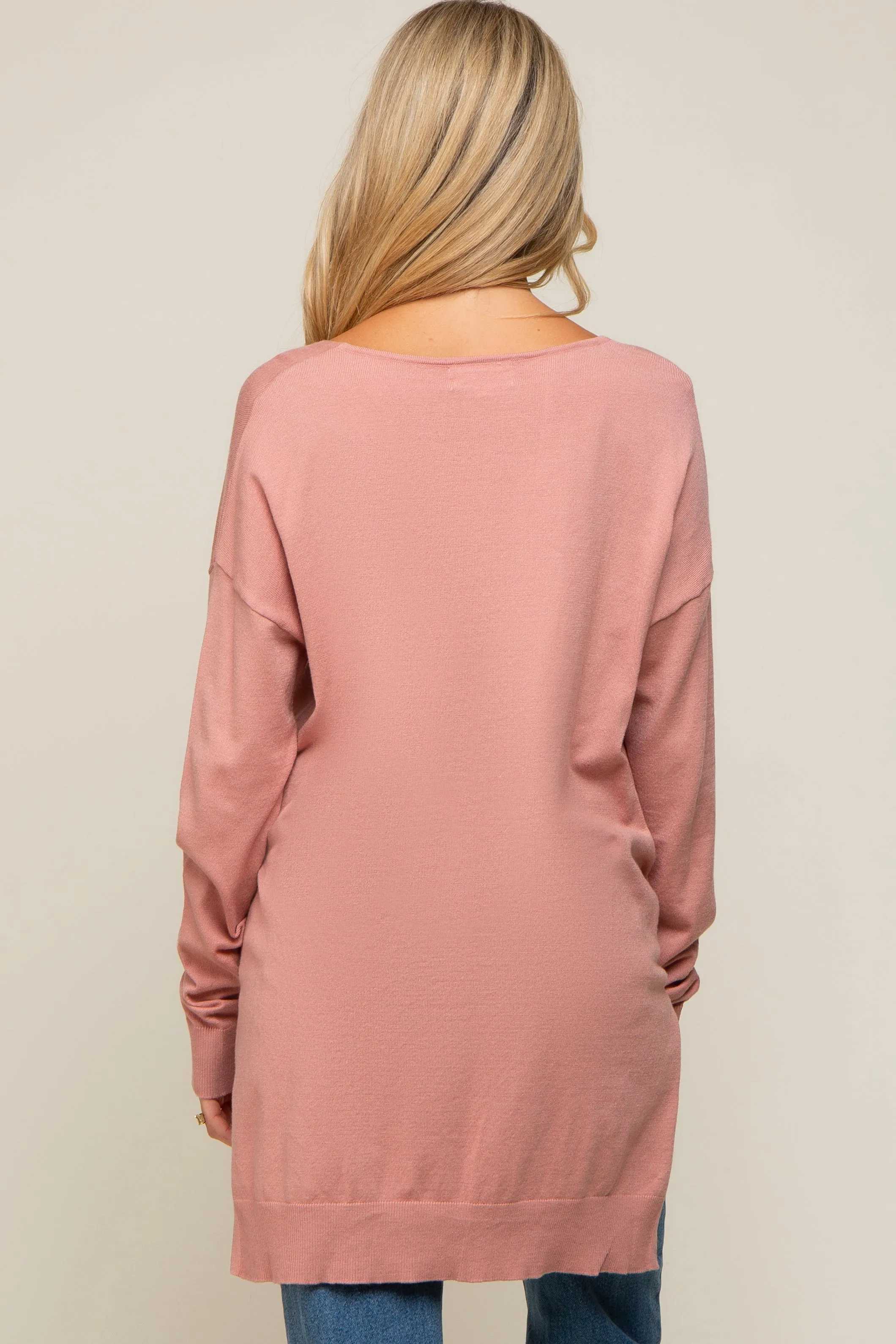 Mauve Oversized Knit Side Slit Maternity Top sold by Pinkblush product image thumbnail 3