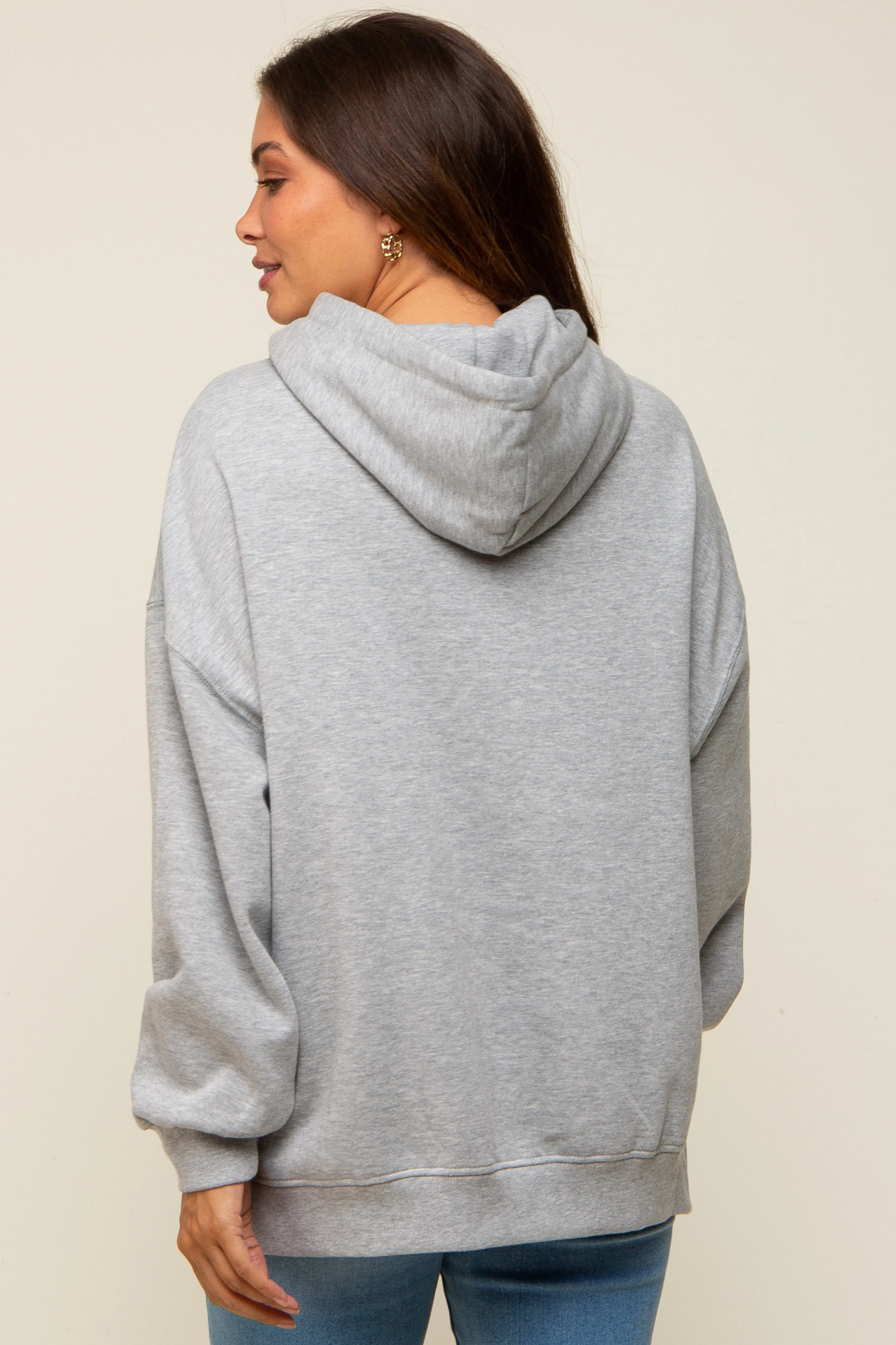 Heather Grey Drawstring Maternity Hoodie sold by Pinkblush product image thumbnail 4