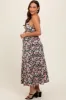 Black Floral Front Cutout Drawstring Tie Maternity Midi Dress sold by Pinkblush