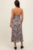 Black Floral Front Cutout Drawstring Tie Maternity Midi Dress sold by Pinkblush