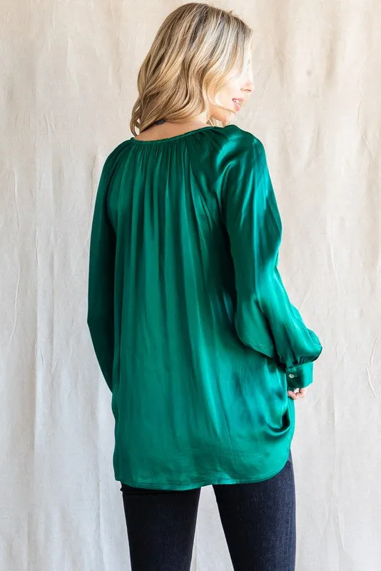 Green Button-Down Long Sleeve Blouse sold by Pinkblush product image thumbnail 2