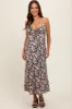 Black Floral Front Cutout Drawstring Tie Maternity Midi Dress sold by Pinkblush