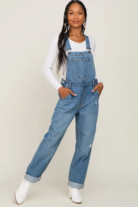 Blue Denim Cuffed Overalls sold by Pinkblush