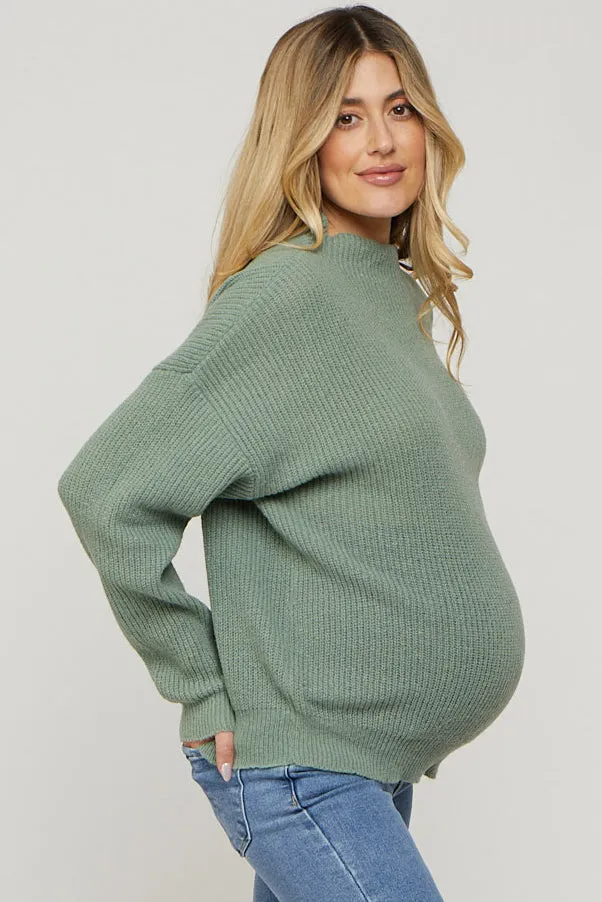 Olive Mock Neck Lightweight Maternity Sweater sold by Pinkblush product image thumbnail 2