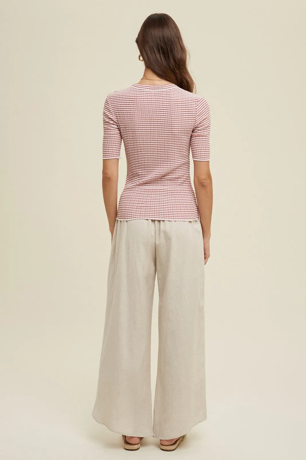 Rust Striped Short Sleeve Top sold by Pinkblush product image thumbnail 4