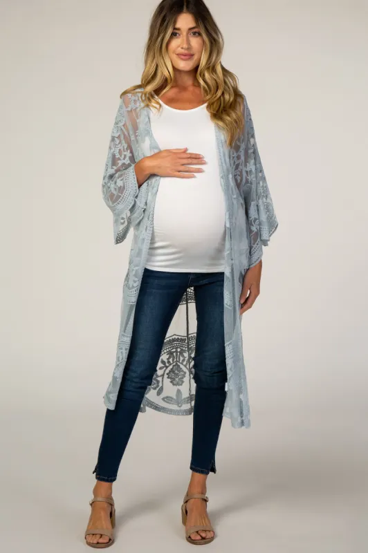 Light Blue Mesh Lace Maternity Cover Up sold by Pinkblush