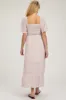 Ivory Floral Smocked Maternity Maxi Dress sold by Pinkblush