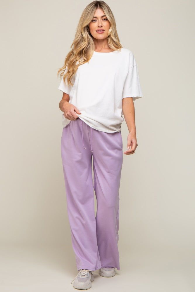Lavender Drawstring Wide Leg Maternity Lounge Pants sold by Pinkblush product image thumbnail 5