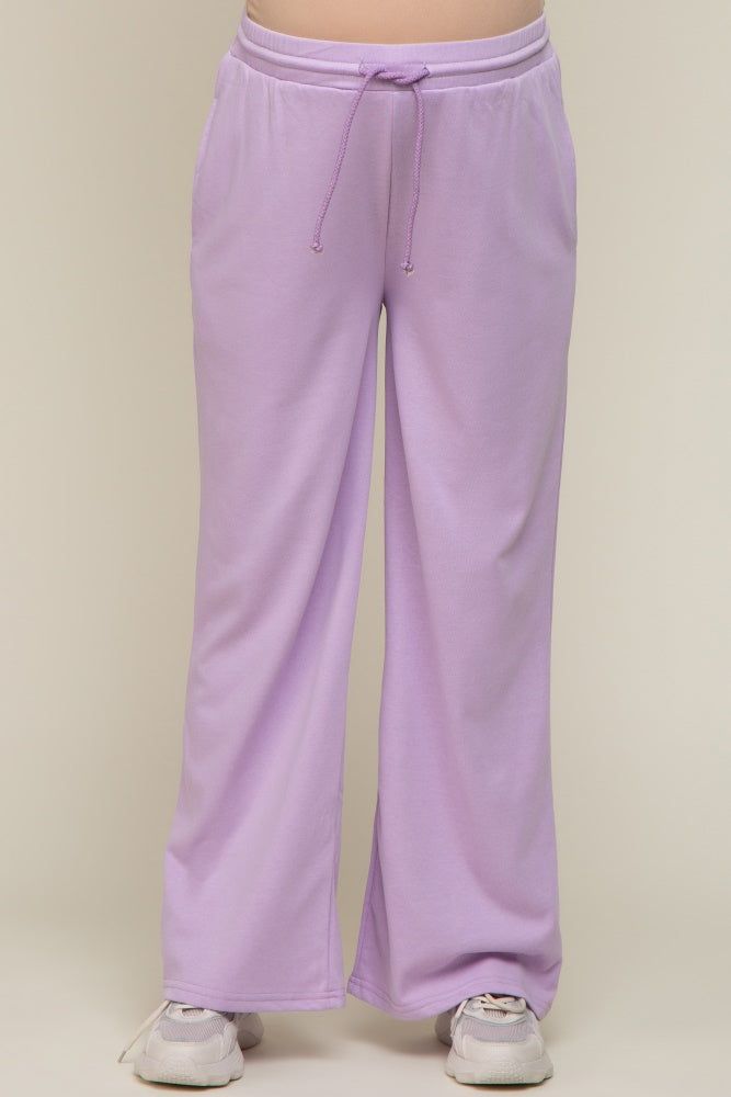 Lavender Drawstring Wide Leg Maternity Lounge Pants sold by Pinkblush product image thumbnail 2