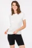 White Ribbed Short Sleeve Curved Hem Top sold by Pinkblush