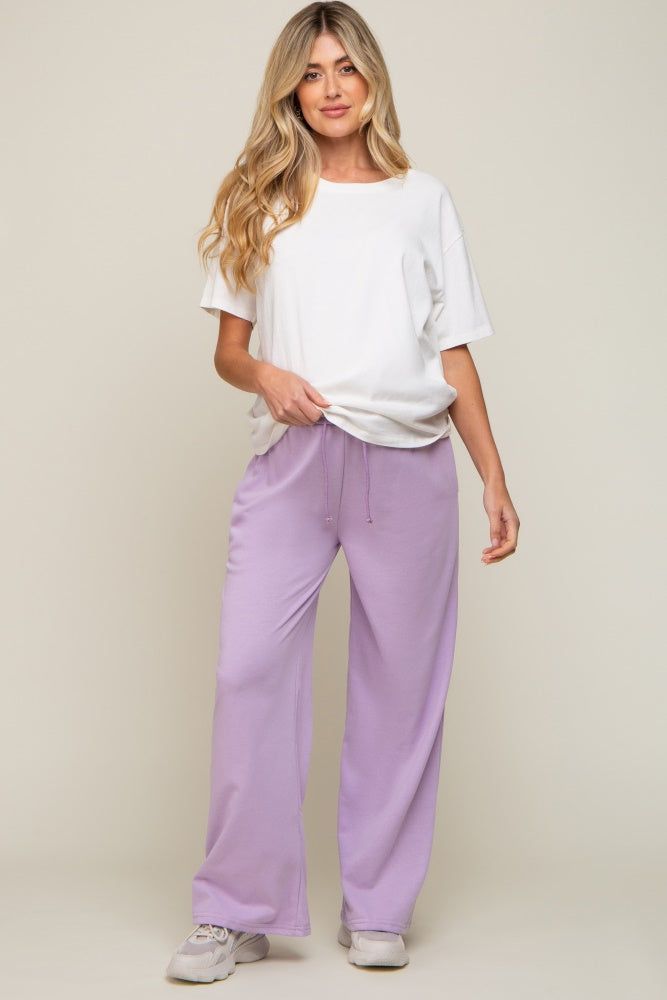 Lavender Drawstring Wide Leg Maternity Lounge Pants sold by Pinkblush