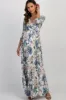 PinkBlush Ivory Floral Sash Tie Maternity/Nursing Maxi Dress sold by Pinkblush