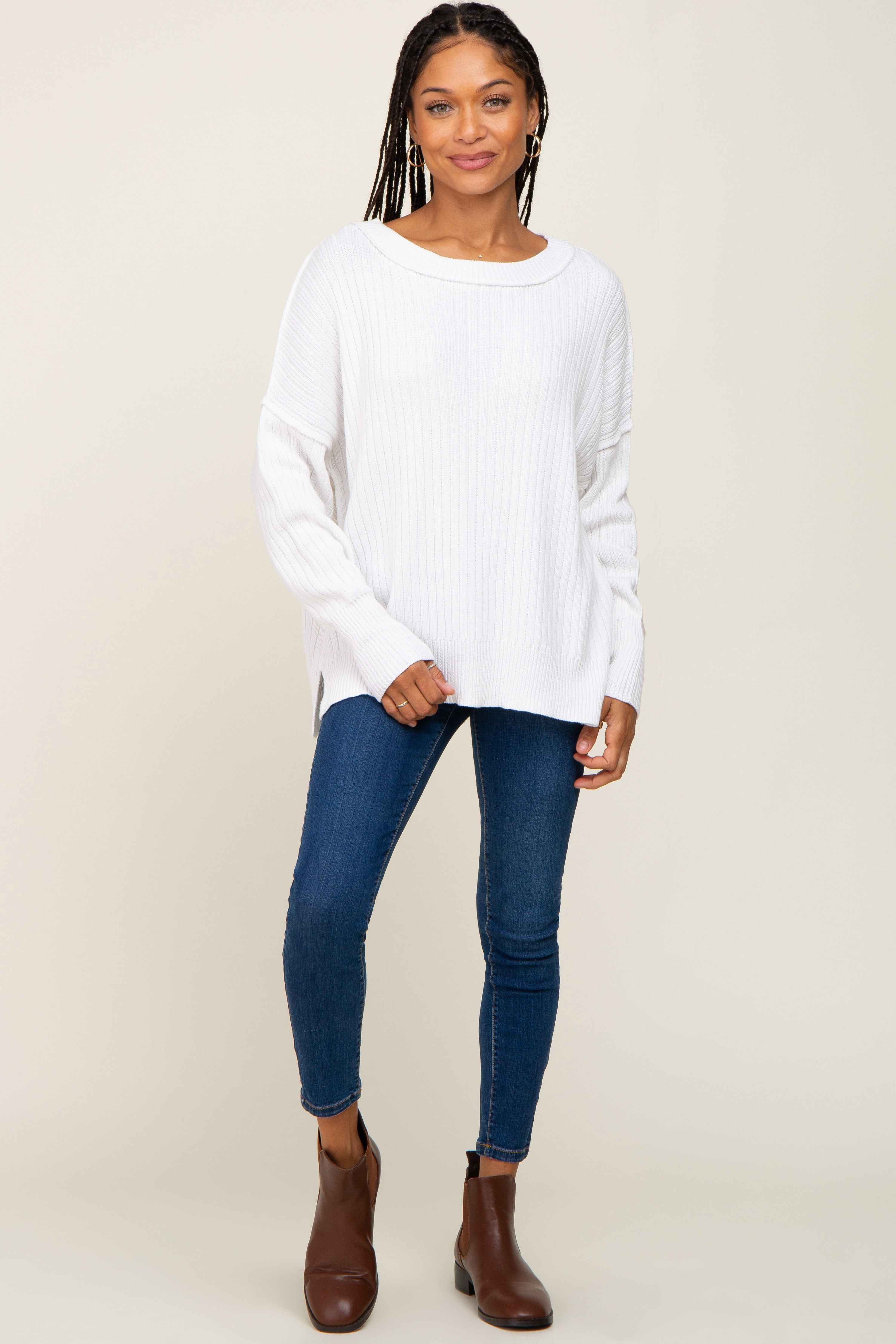 Ivory Ribbed Sweater sold by Pinkblush product image thumbnail 4