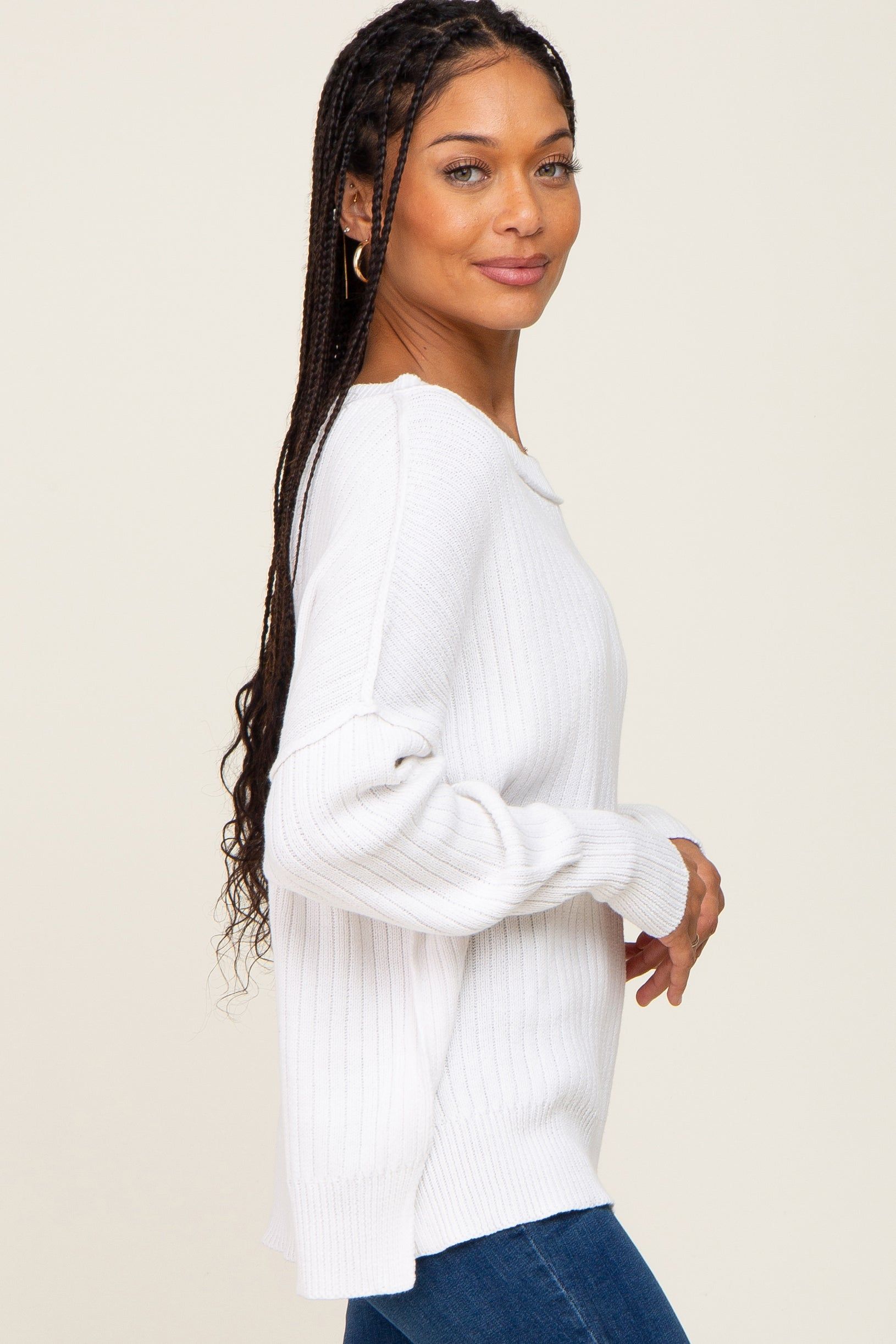 Ivory Ribbed Sweater sold by Pinkblush product image thumbnail 2