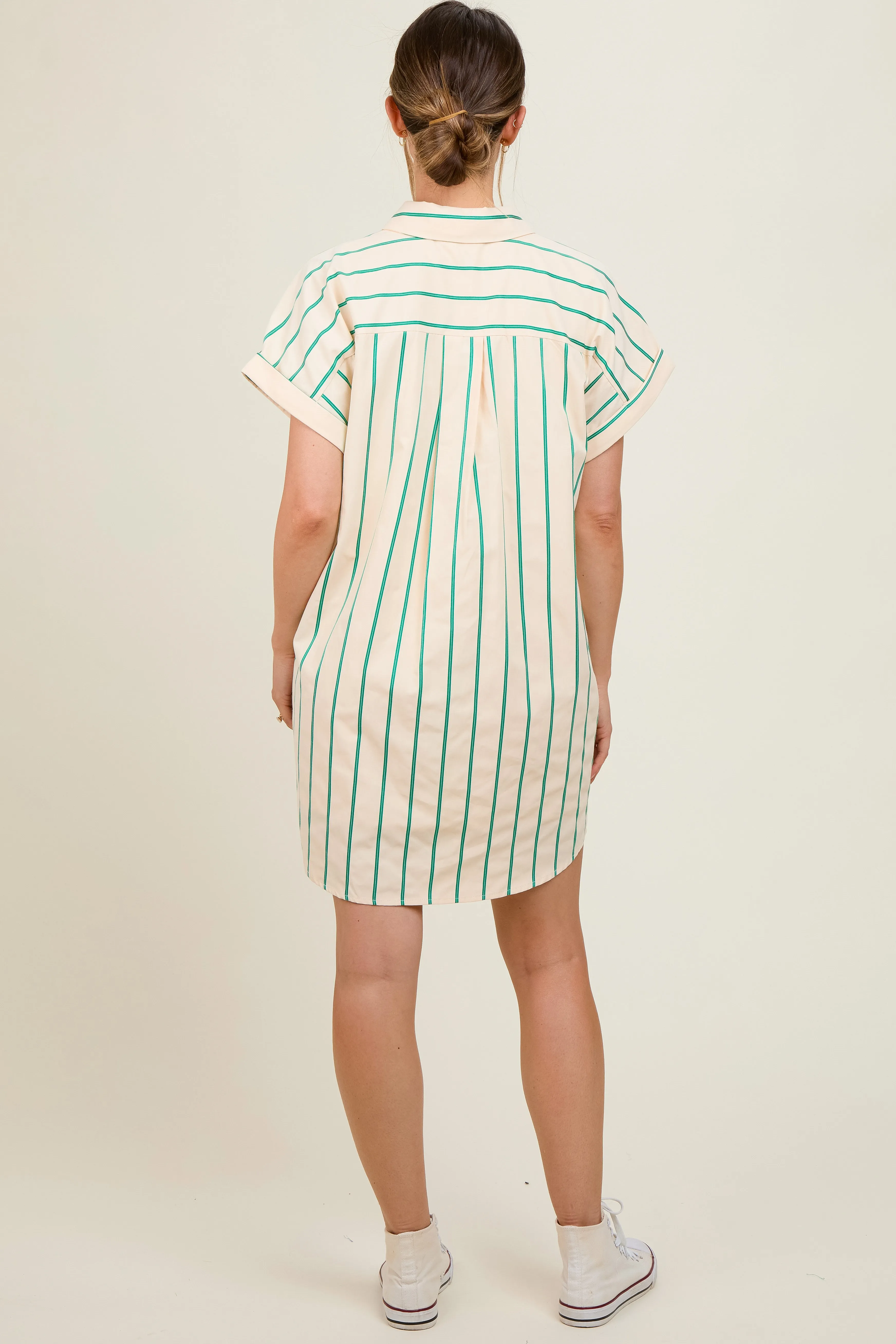 Cream Striped Maternity Shirt Mini Dress sold by Pinkblush product image thumbnail 3