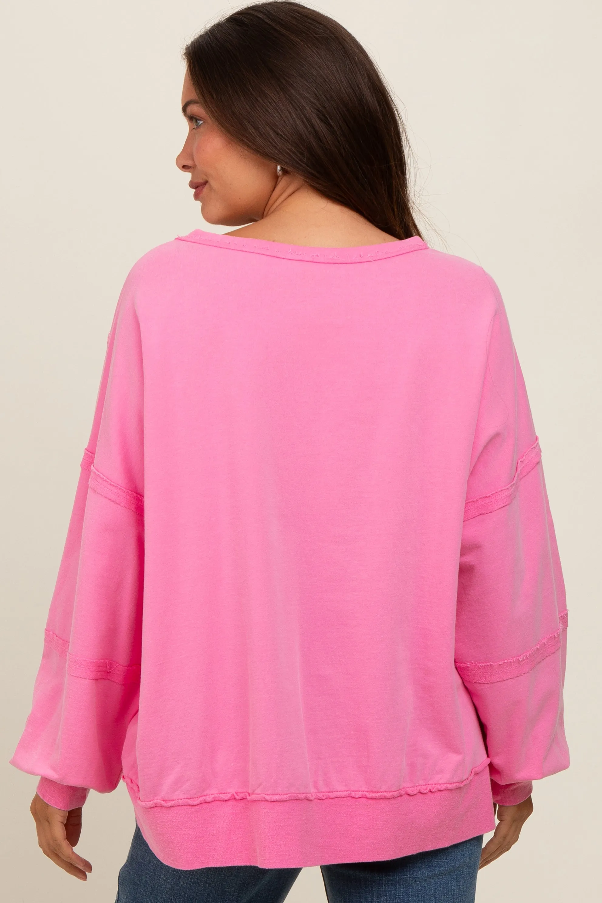 Pink Raw Hem Detail Maternity Pullover Top sold by Pinkblush product image thumbnail 4