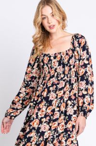 Navy Floral Long Sleeve Maxi Dress sold by Pinkblush