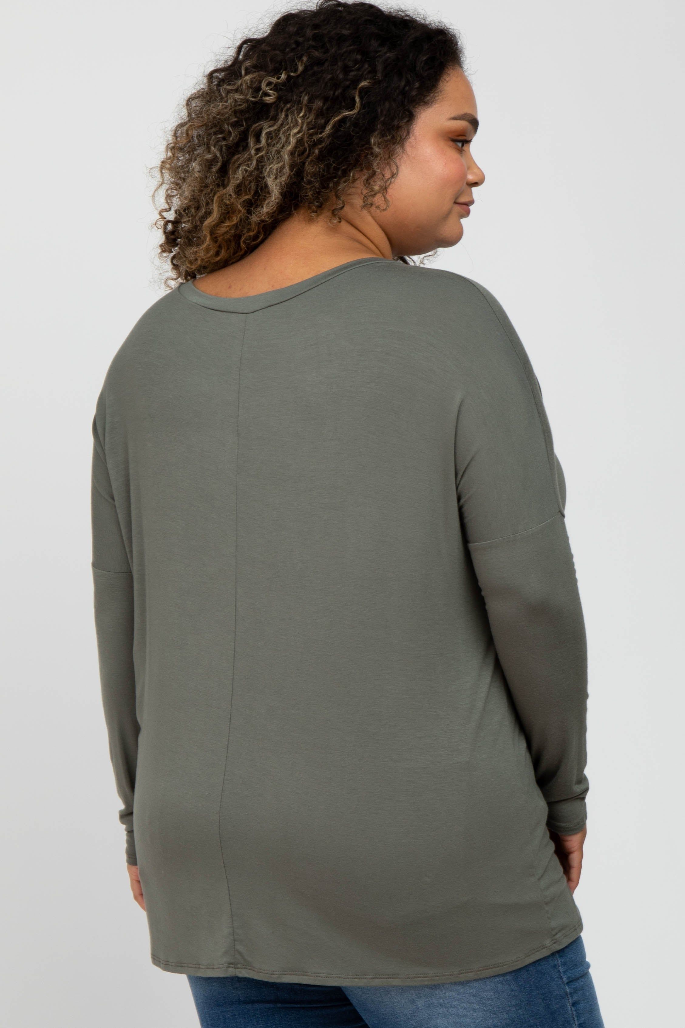 Olive V-Neck Maternity Plus Top sold by Pinkblush product image thumbnail 4