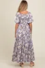 Blue Floral Ruffle Accent Maternity Maxi Dress sold by Pinkblush