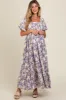 Blue Floral Ruffle Accent Maternity Maxi Dress sold by Pinkblush