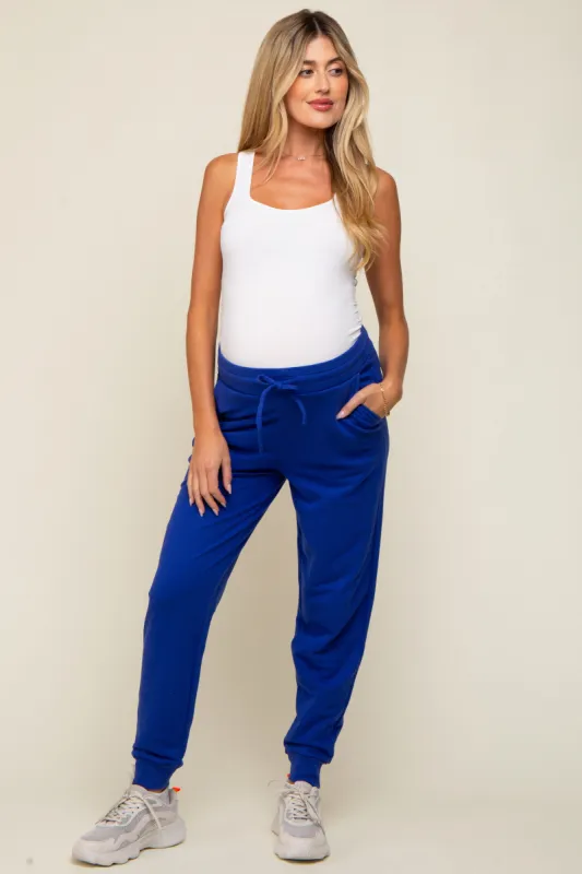 Royal Blue Basic Drawstring Maternity Sweatpants sold by Pinkblush