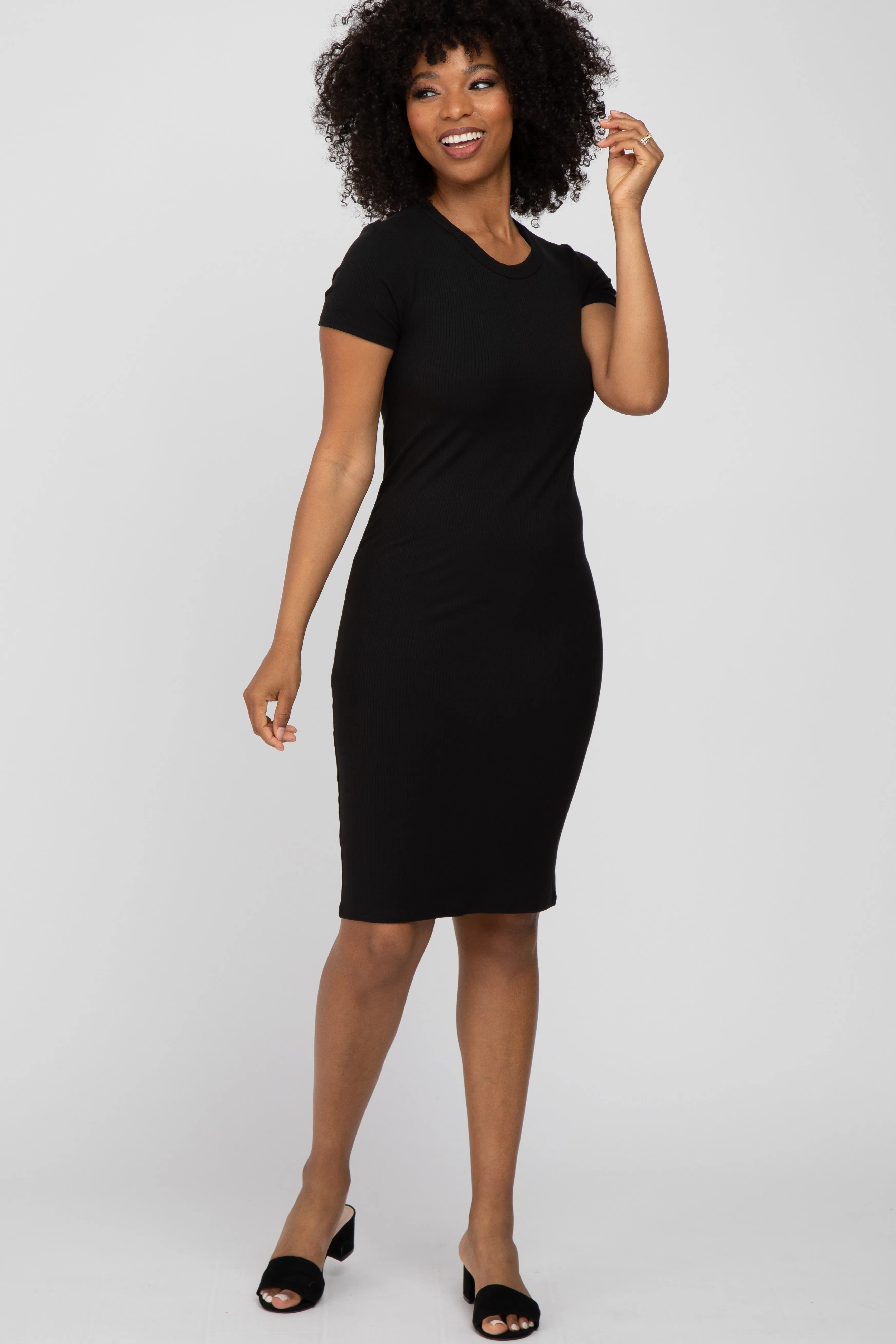 Black Ribbed Fitted Dress sold by Pinkblush product image thumbnail 2
