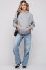 Heather Grey Front Pocket Hooded Fleece Maternity Sweatshirt sold by Pinkblush