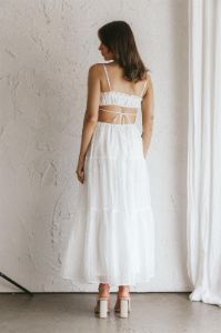 White Lined Dress With Adjustable Thin Straps sold by Pinkblush