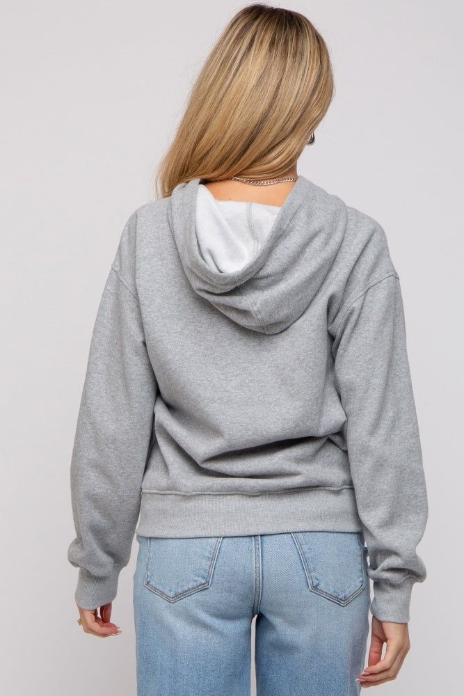 Heather Grey Front Pocket Hooded Fleece Maternity Sweatshirt sold by Pinkblush product image thumbnail 3