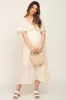 Cream Front Tie Ruffle Sleeve Maternity Midi Dress sold by Pinkblush
