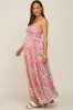 Mauve Floral Sleeveless Smocked Maternity Maxi Dress sold by Pinkblush