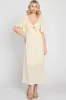 Cream Front Tie Ruffle Sleeve Maternity Midi Dress sold by Pinkblush