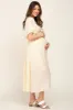 Cream Front Tie Ruffle Sleeve Maternity Midi Dress sold by Pinkblush