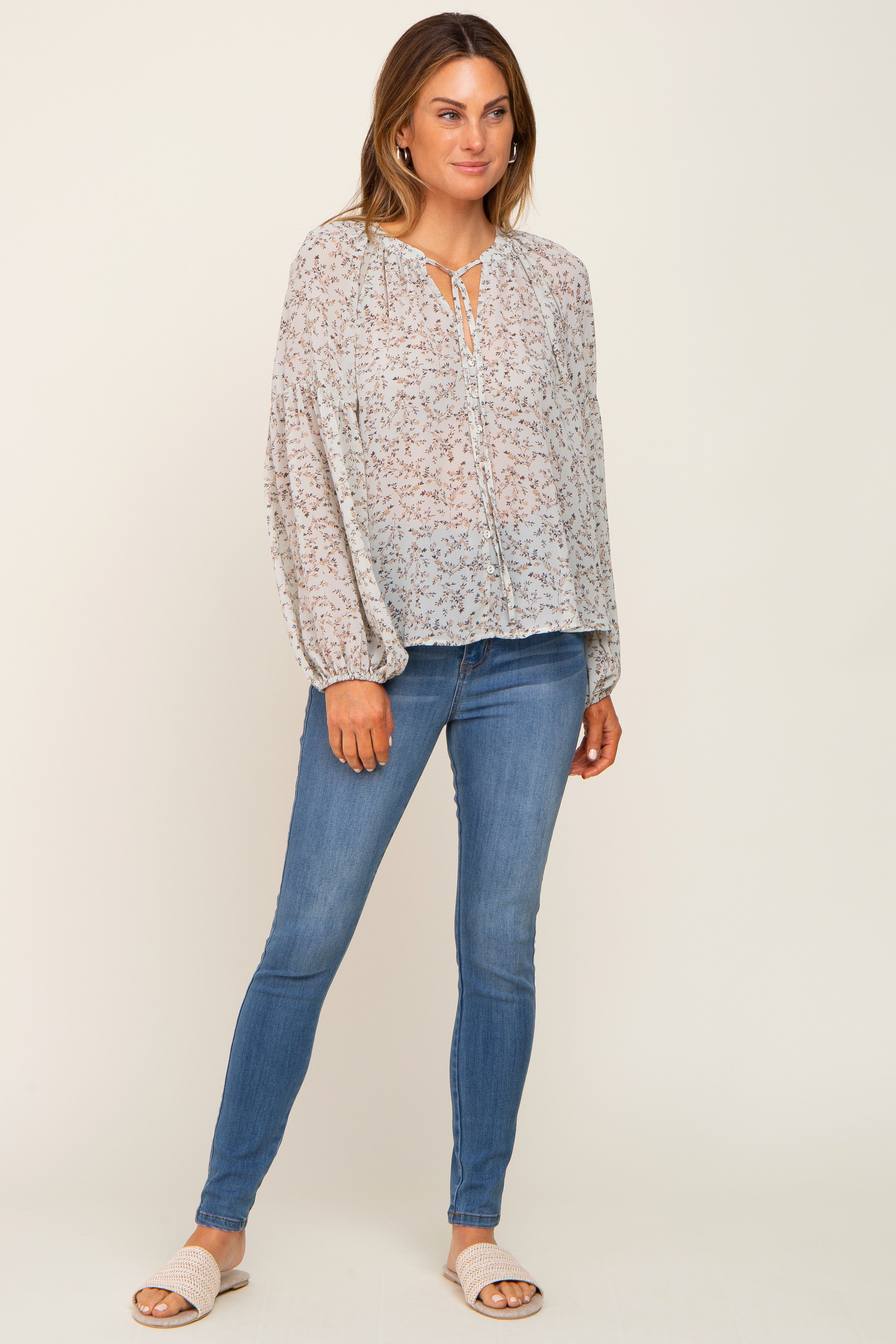 Mint Green Floral Button Front Accent Top sold by Pinkblush product image thumbnail 5