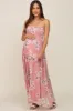 Mauve Floral Sleeveless Smocked Maternity Maxi Dress sold by Pinkblush