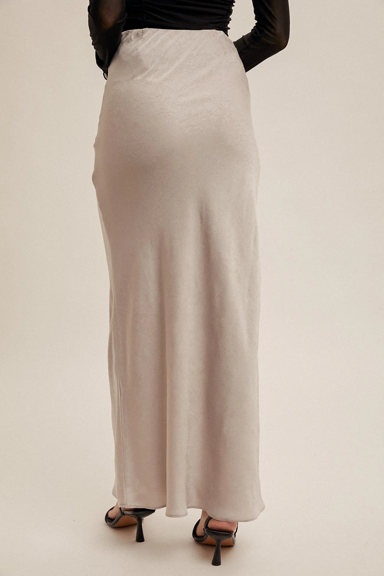 Dove Grey Crinkle Textured Maxi Skirt sold by Pinkblush product image thumbnail 4