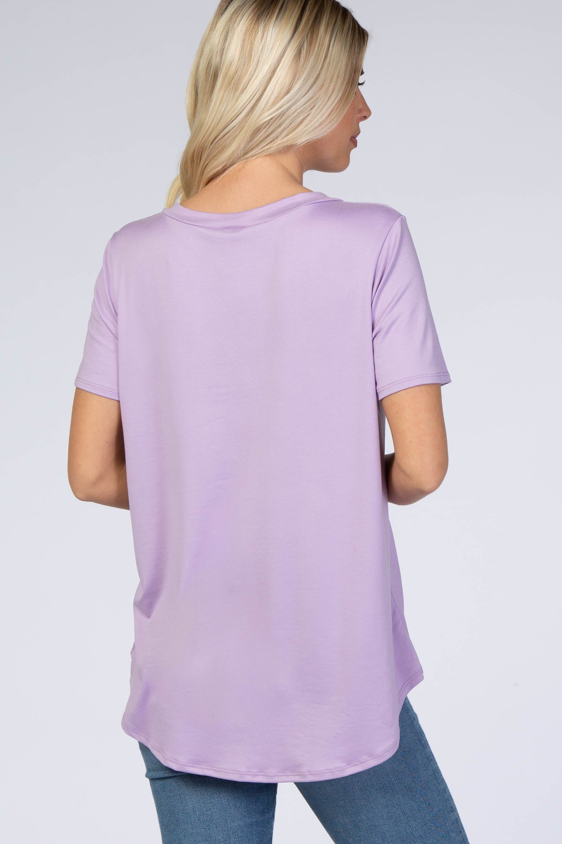 Lavender V-Neck Short Sleeve Top sold by Pinkblush product image thumbnail 3