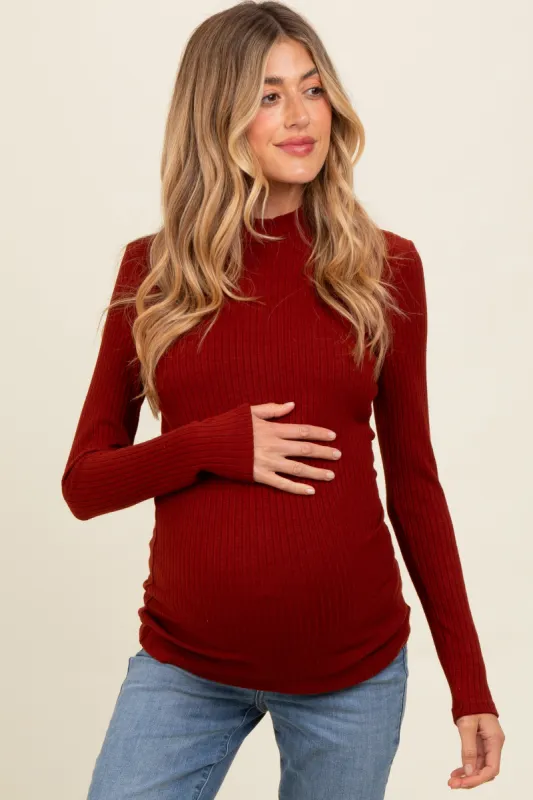 Rust Basic Long Sleeve Maternity Top sold by Pinkblush