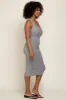 Heather Grey Ribbed Knit Fitted V-Neck Midi Dress sold by Pinkblush