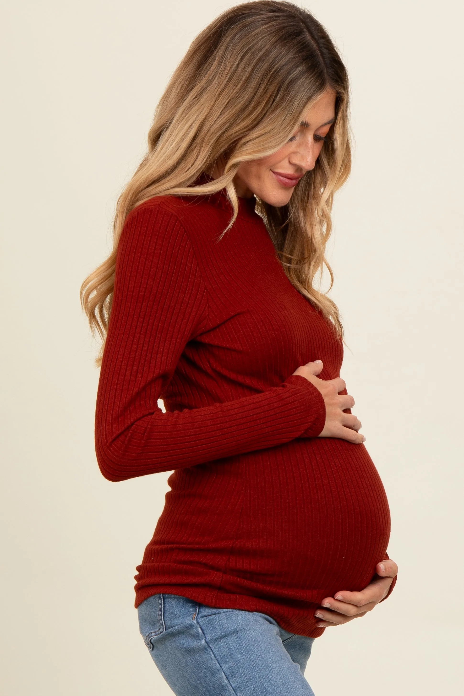 Rust Basic Long Sleeve Maternity Top sold by Pinkblush product image thumbnail 3
