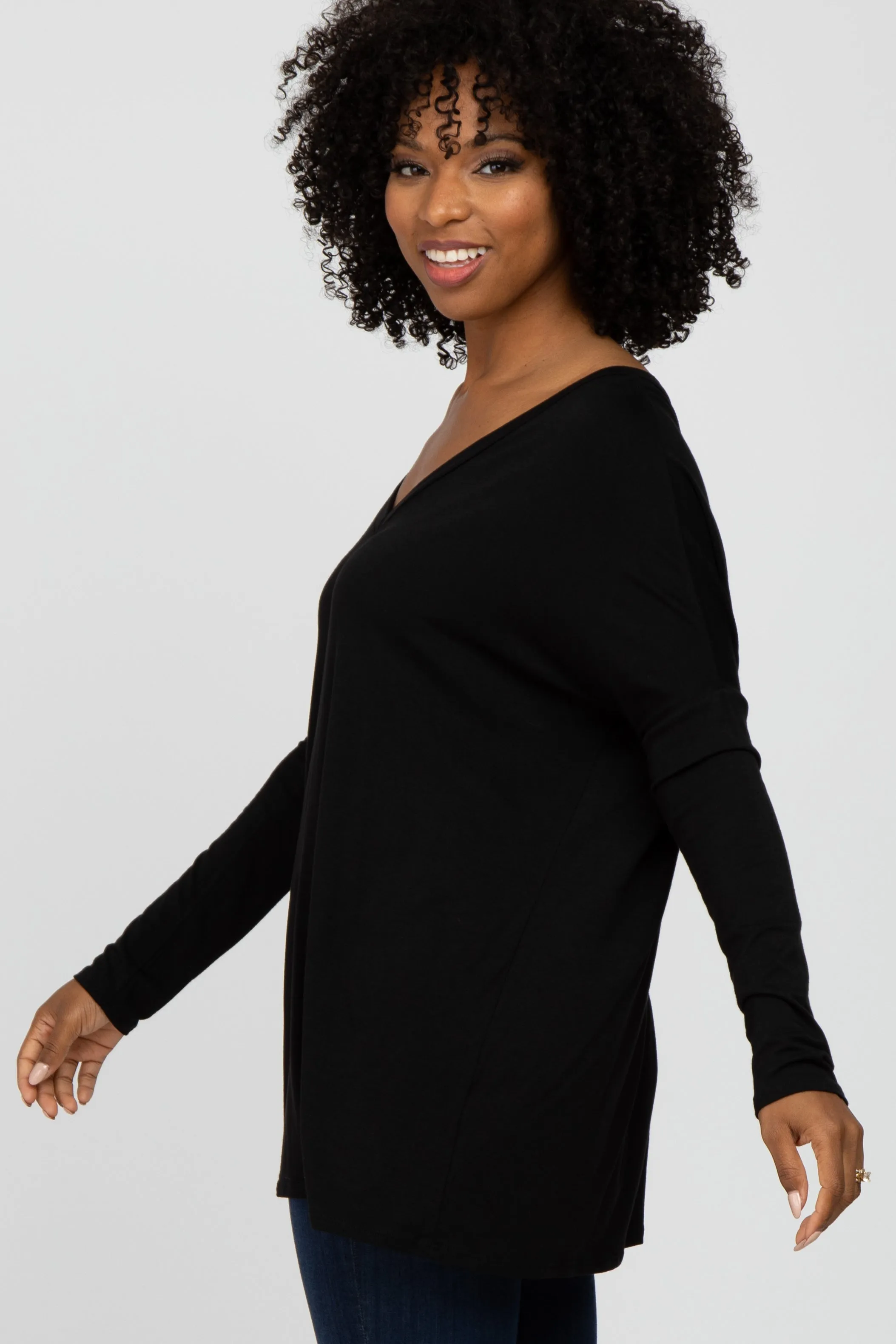 Black V-Neck Top sold by Pinkblush product image thumbnail 2
