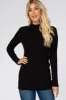 Black Ribbed Long Sleeve Mock Neck Top sold by Pinkblush